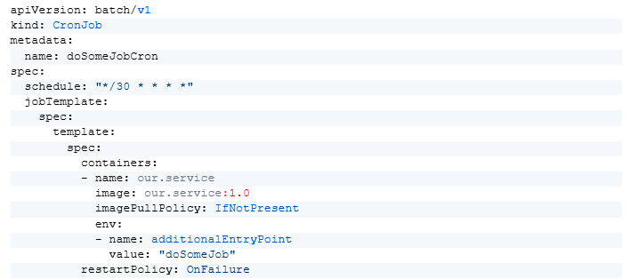 Example of a CronJob configuration to trigger a job