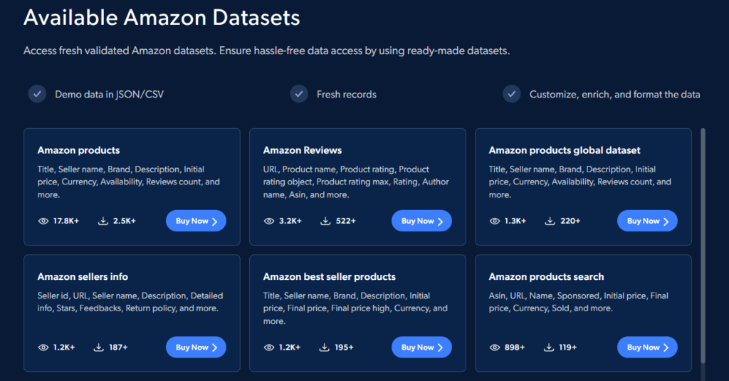 amazon datasets for catalogs
